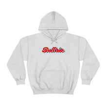 Load image into Gallery viewer, Buffalo Retro Stacked Gildan Hooded Sweatshirt
