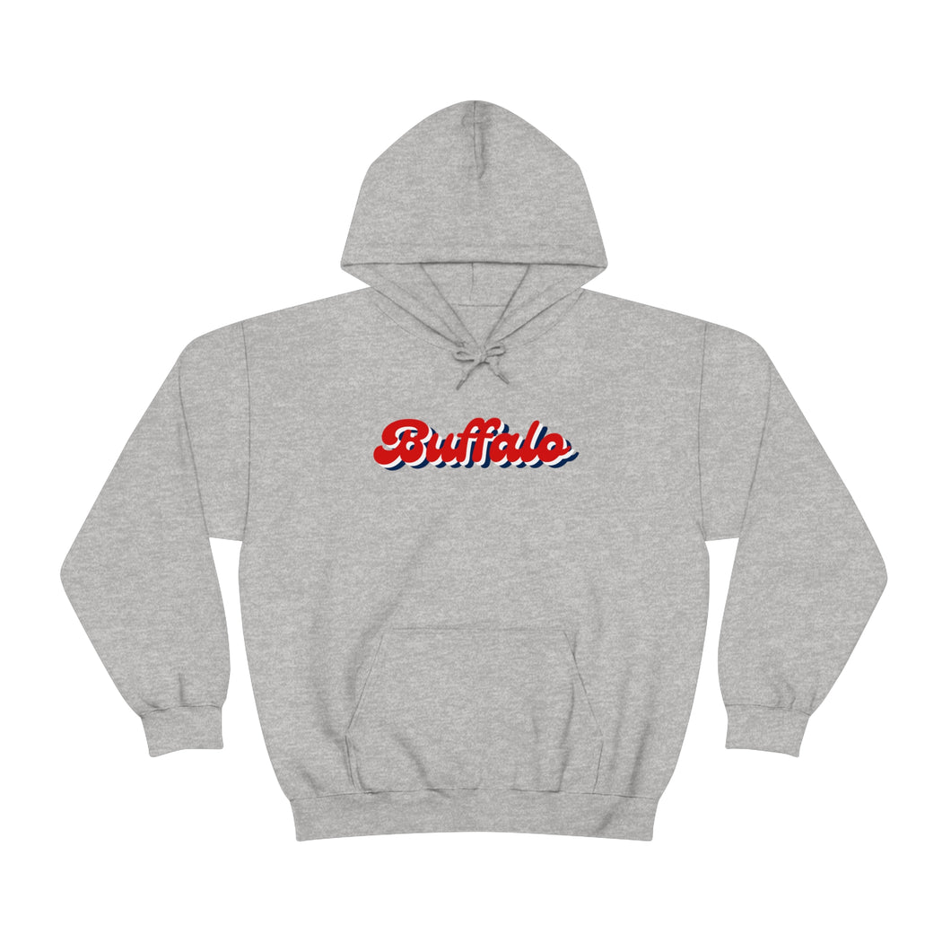 Buffalo Retro Stacked Gildan Hooded Sweatshirt