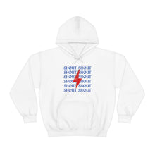 Load image into Gallery viewer, Distressed Shout Stacked Gildan Hooded Sweatshirt
