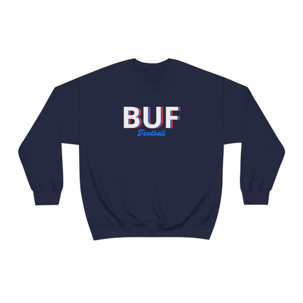 Buffalo Football Stacked Gildan Crewneck Sweatshirt