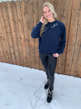 Load image into Gallery viewer, Navy Buffalo Script Full Sweatshirt
