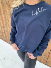 Load image into Gallery viewer, Navy Buffalo Script Full Sweatshirt
