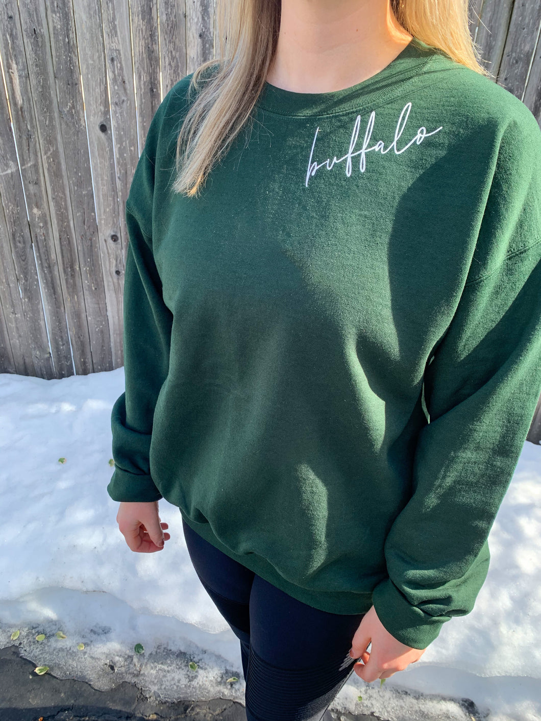 Green Buffalo Script Full Sweatshirt