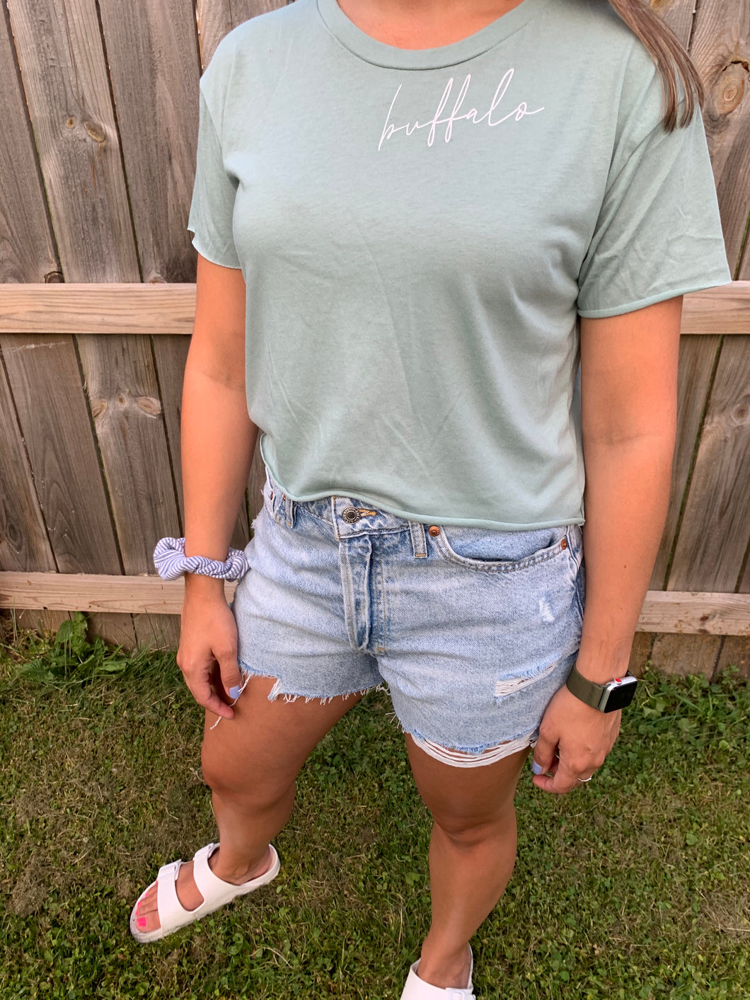 Buffalo Crop Tee Stonewash Green