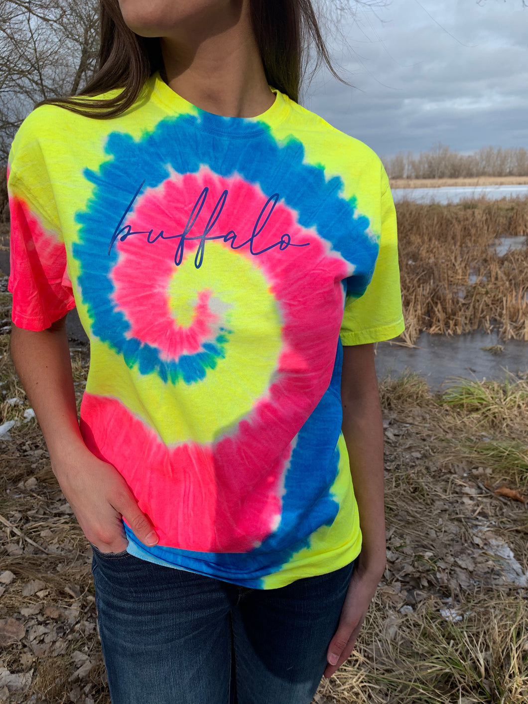 Buffalo Script Tie Dye Tee